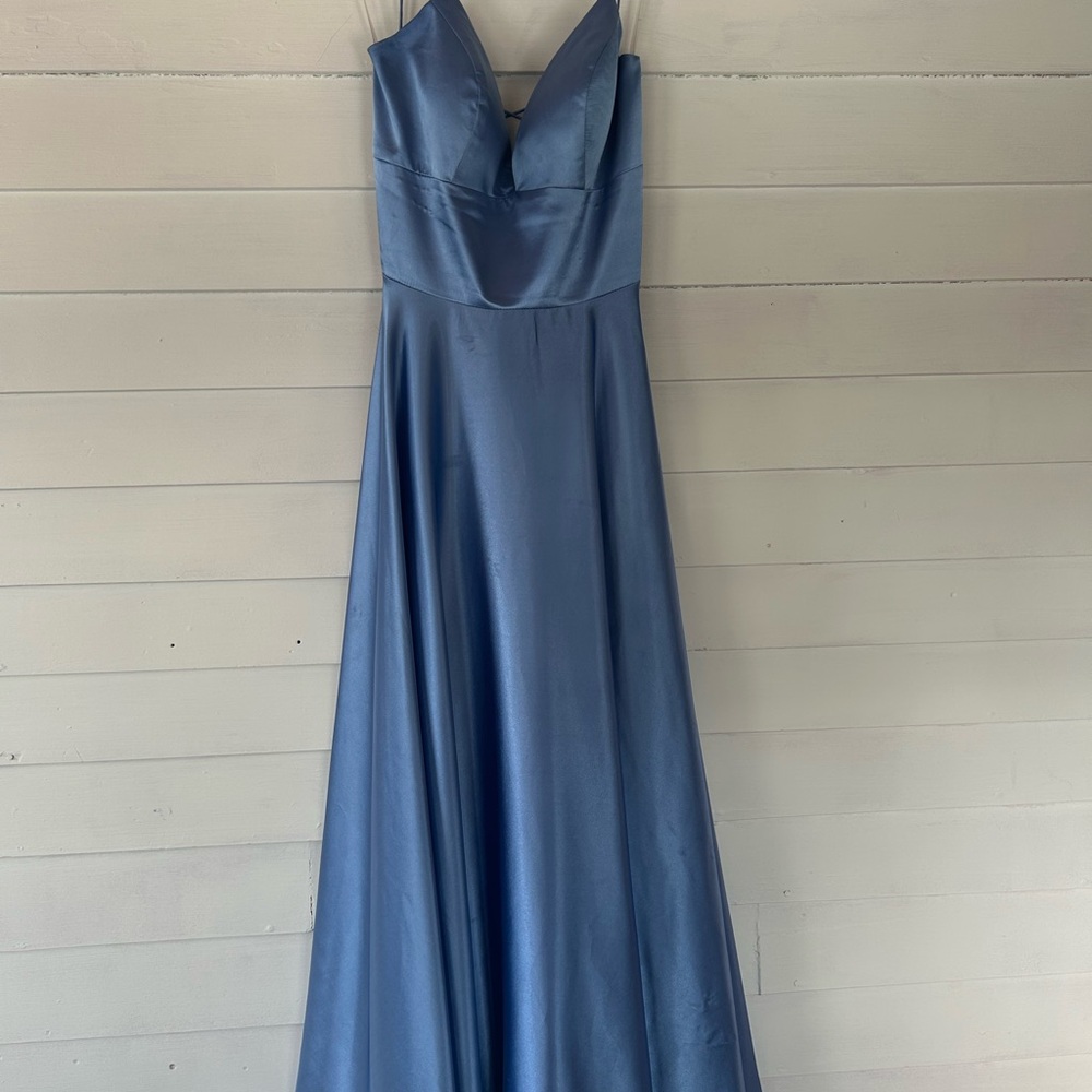 Stunning Blue Satin Prom Dress